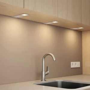 Arcchio lampes sous meuble LED Nortra, set de 3, gris, aluminium
